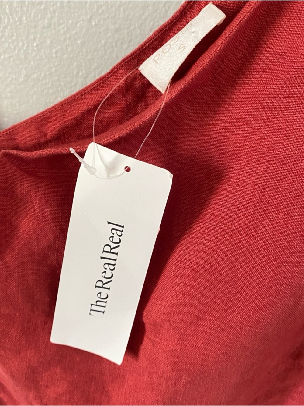Posse red linen one shoulder mini dress size small summer vacation beach - Picture 3 of 4